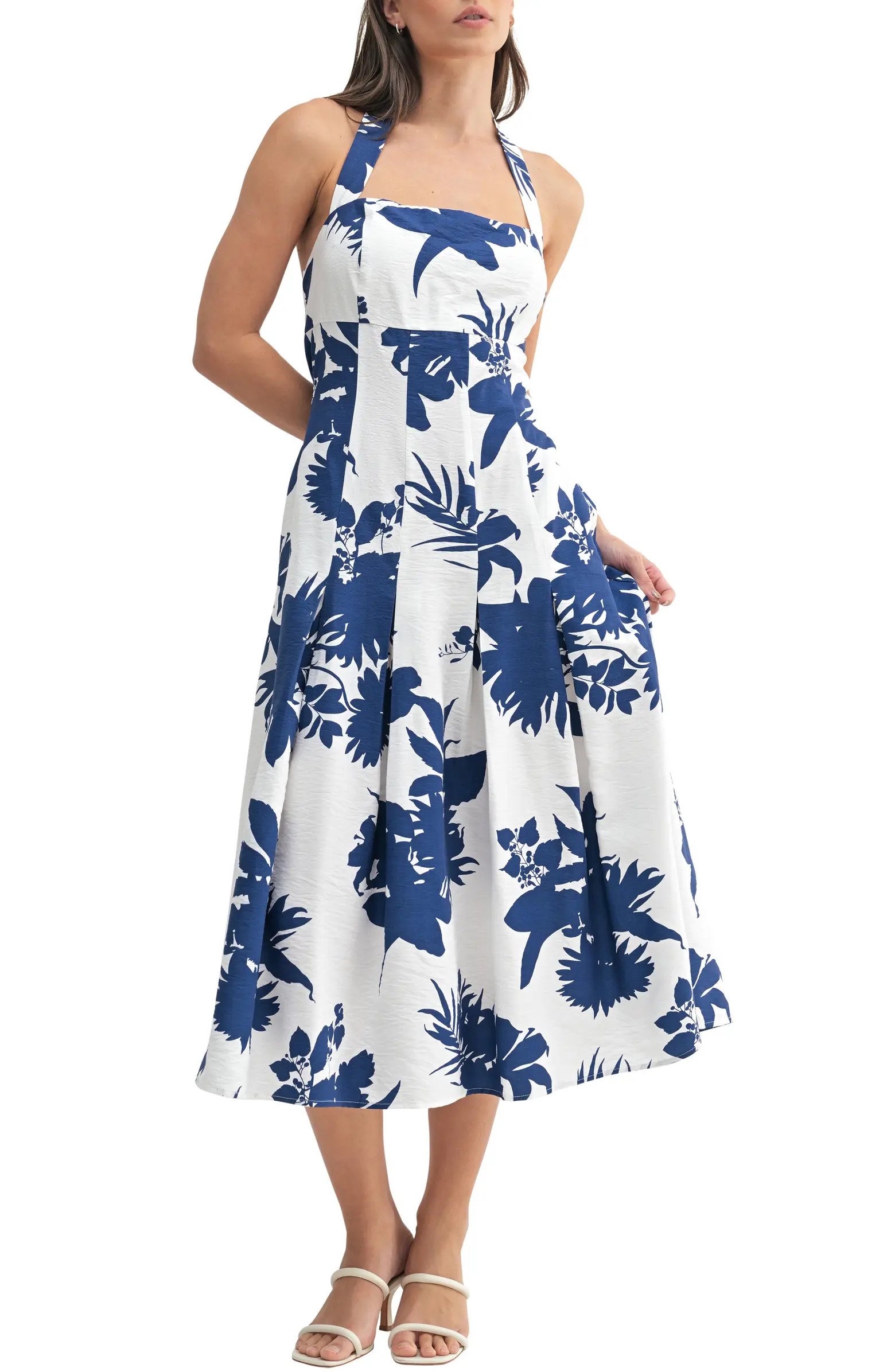 Mila Mae Floral Halter Midi Dress | Nordstrom | Nordstrom
