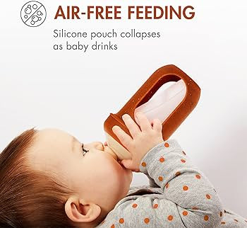 Boon Nursh Reusable Silicone Pouch Baby Bottles - Medium Flow Nipple - Silicone Baby Bottle Pouch... | Amazon (US)