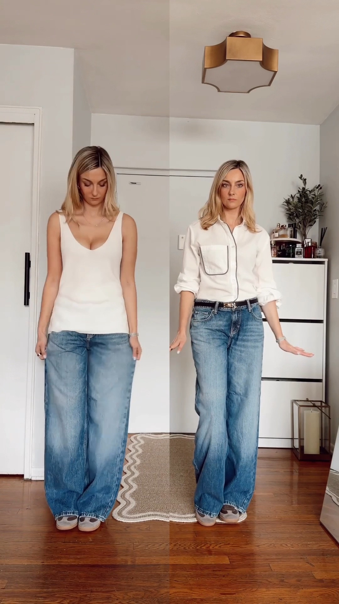 Save this for later! I feel like the biggest mistake with low-rise baggy jeans is thinking they’re always easy to style. One wrong top or accessory can make the whole outfit feel boxy or heavier than you want. Once you add the right fitted piece and balance it with simple accessories, they instantly feel more flattering no matter what size you wear 🤍

Wearing pair from @Guess   & size 26

Outfit fixes • style tips • jeans outfit • spring outfit • white shirt outfit • white shirt oversized • baggy jeans outfit • low rise baggy jeans

#LTKootd #LTKWorkwear #LTKSaleAlert