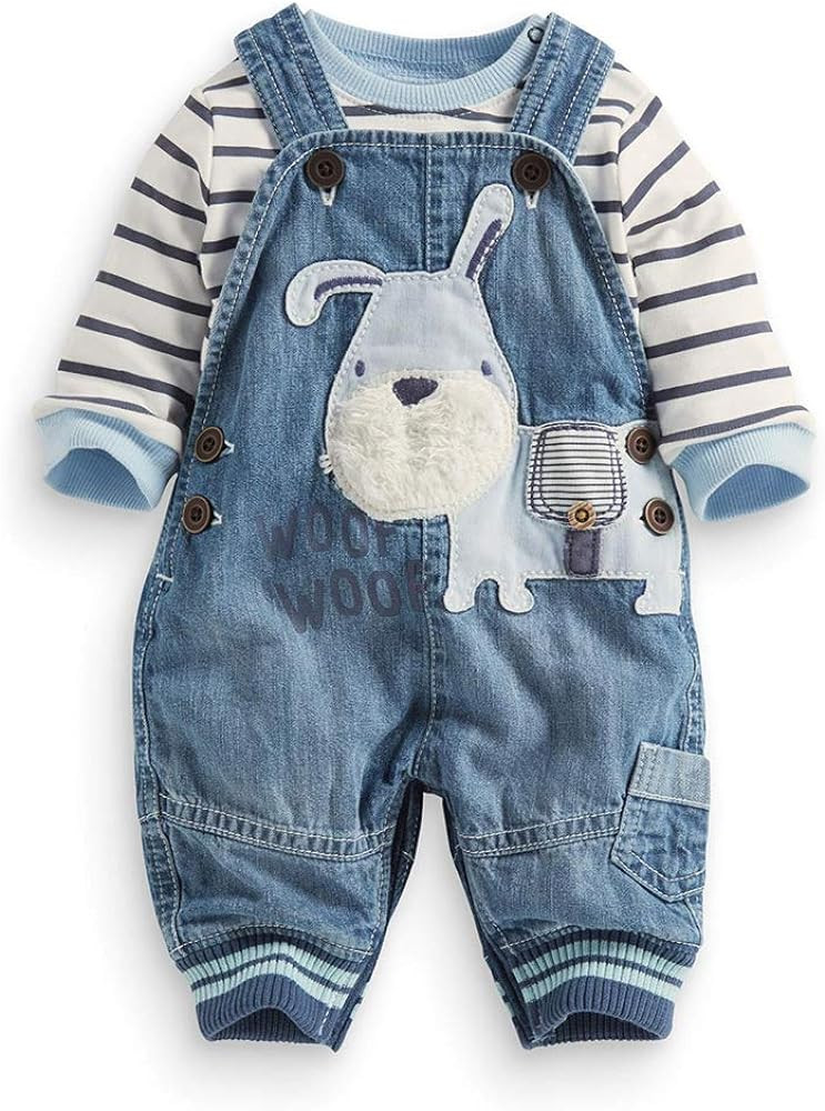 Cute Baby Boy Clothes Suit Toddler Boys' Striped long Sleeve T-Shirt+Denim Overalls Jumpsuit Pant... | Amazon (US)