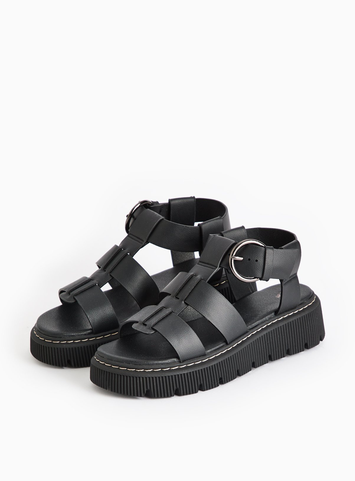 Black Chunky Sandals. | Tu Clothing