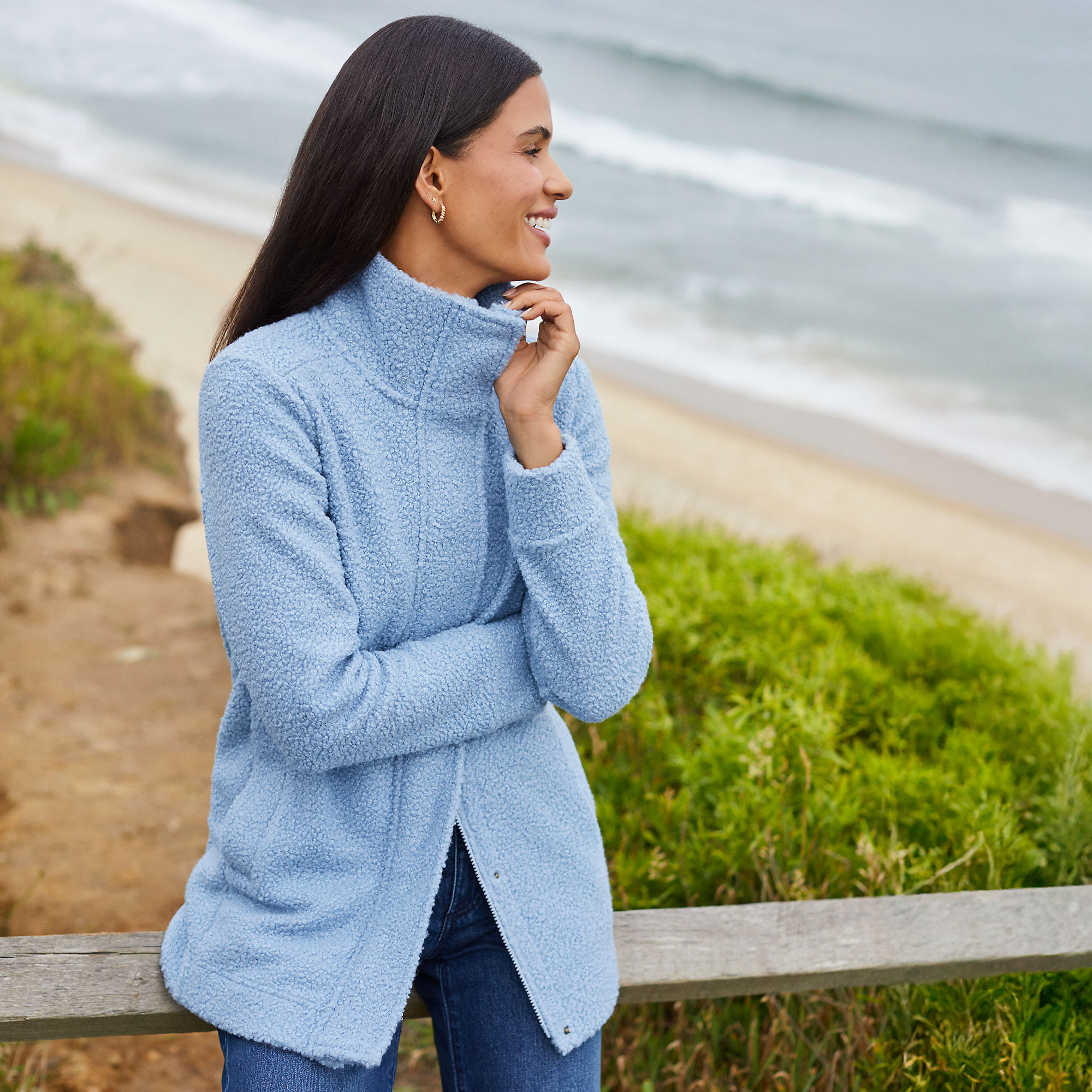 Women's Boucle Fleece Coat | Lands' End (US)