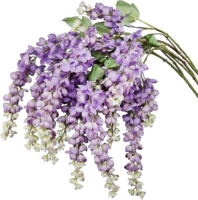 3 Strands 40 inch Purple Fake Wisteria Hanging Flowers Wall Flowers Fake Purple Flowers Wisteria ... | Amazon (US)