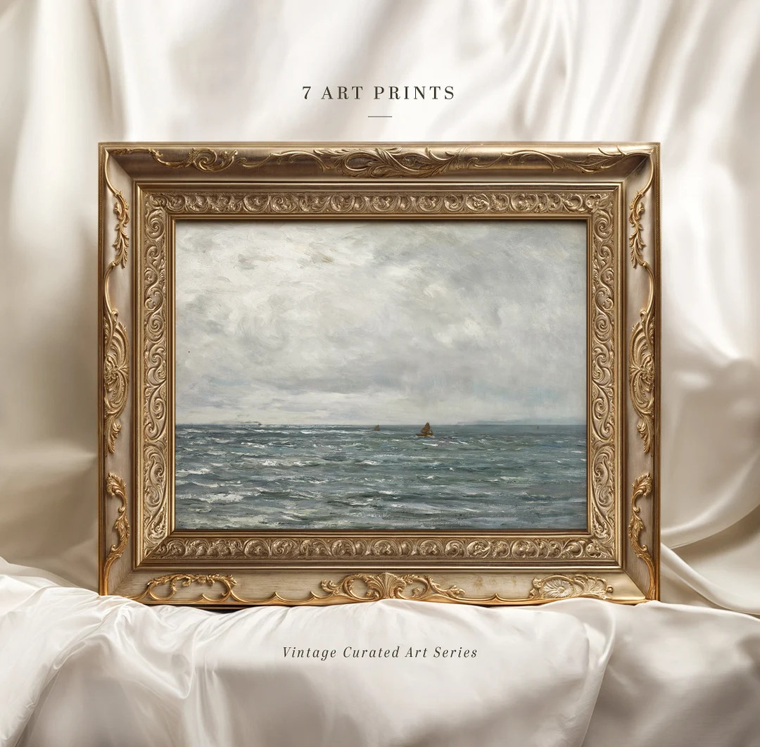 Vintage Seascape Print, Ocean Wiev Painting, Digital Download | Etsy (US)