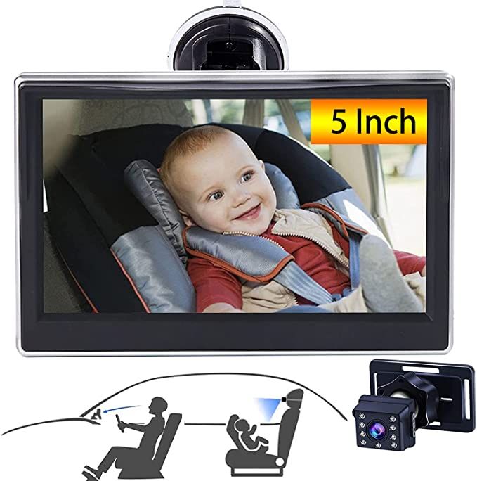 Amazon.com: Baby Car Camera HD 5 Inch Monitor Car Mirror Baby Rear Facing Seat Full View Infant C... | Amazon (US)