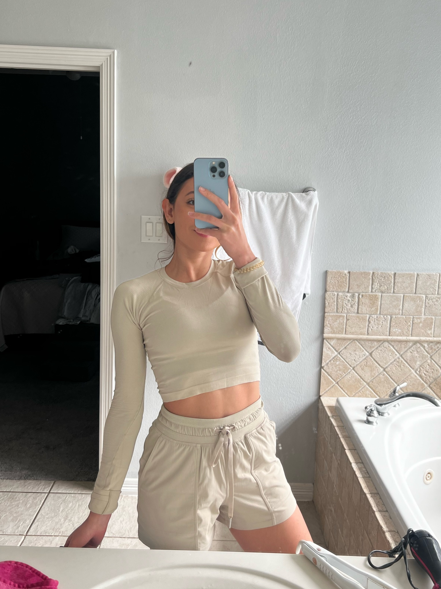 Matching set from Lululemon is on sale with a few other colors! Wearing a size 2 in the bottoms and a size 4 in the top! 

#LTKSeasonal #LTKFindsUnder100 #LTKFitness