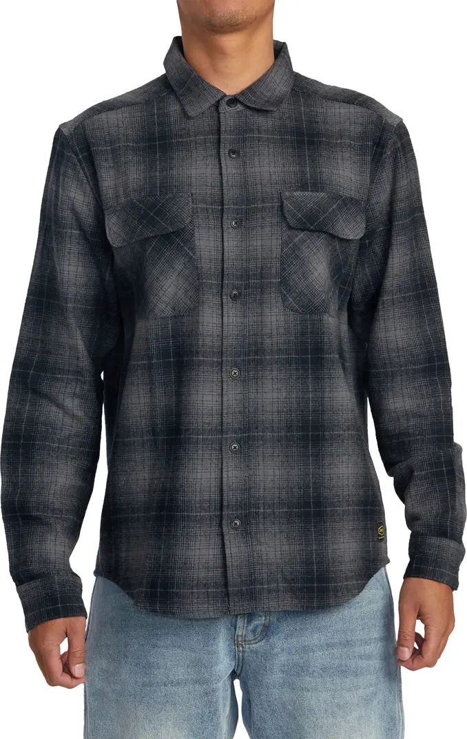 RVCA Dayshift Gradient Check Flannel Button-Up Shirt | Nordstrom | Nordstrom