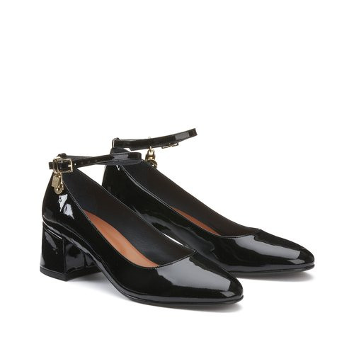 Diamant Leather Ballet Flats with Heel | La Redoute (UK)