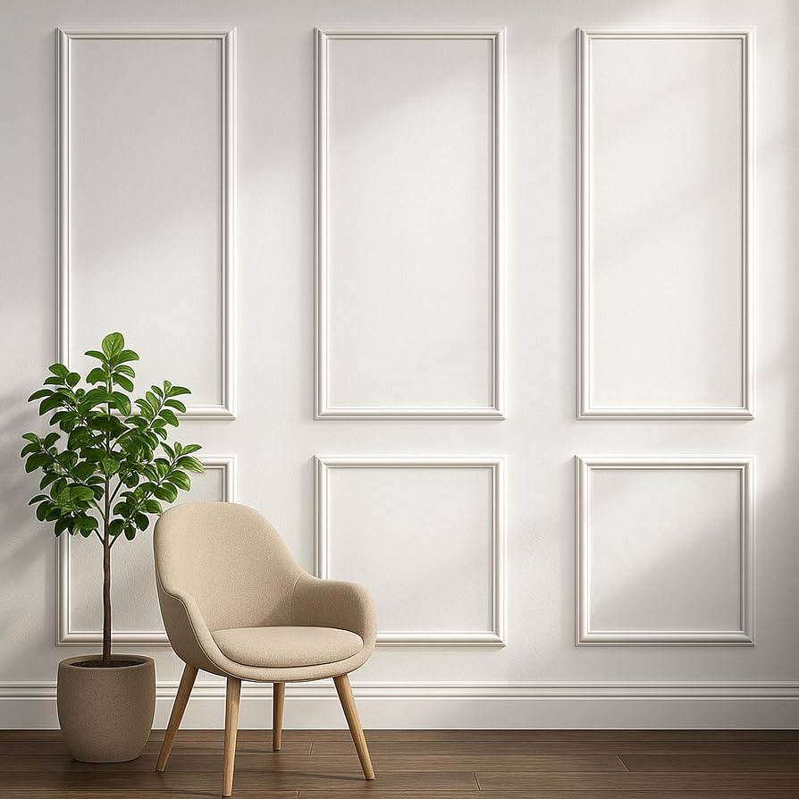 Peel and Stick Wall Molding Kit – Pre-Cut Wainscoting Panels, Set of 3 (3 Top & 3 Bottom), Read... | Amazon (US)
