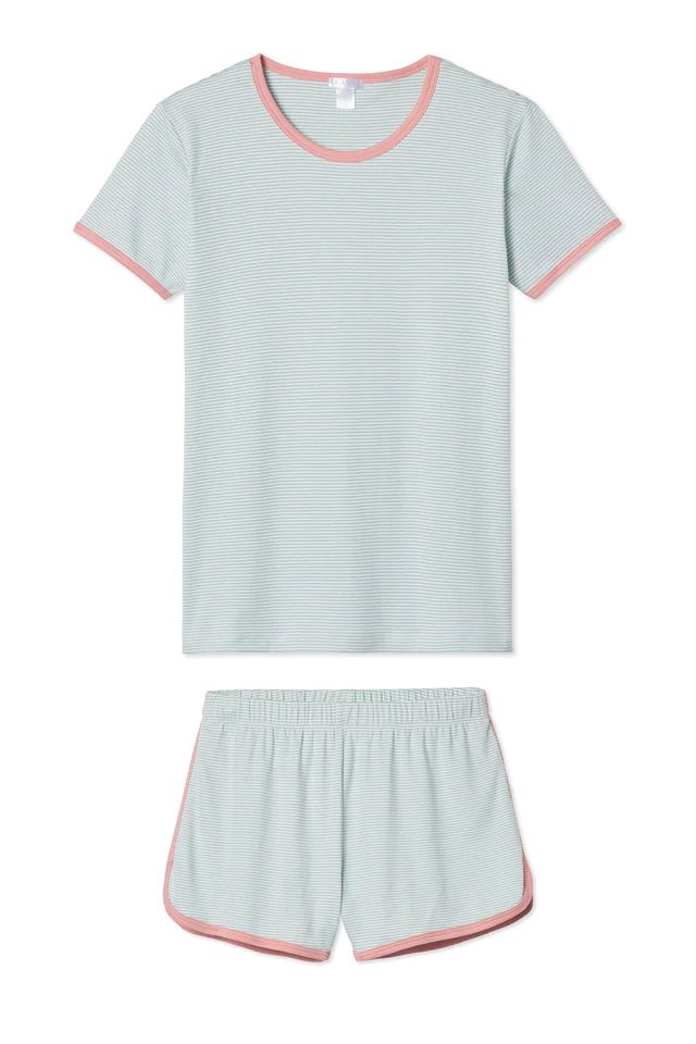 Organic Pima Retro Shorts Set in Sage | LAKE Pajamas