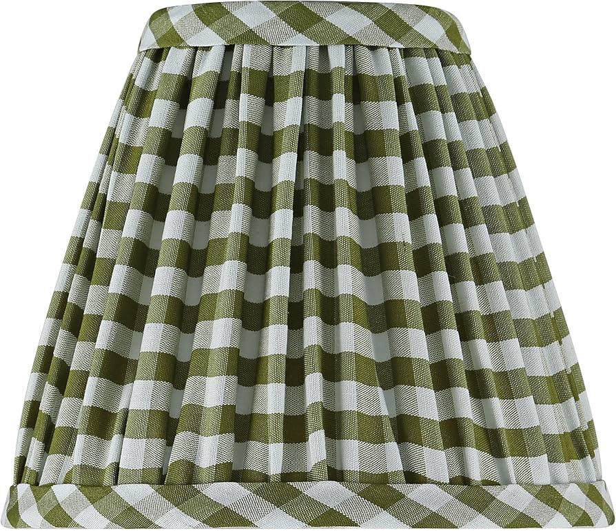 Springcrest Gingham Green Plaid Pleated Cotton Clip-On Empire Shade (3x6x5) - Springcrest | Amazon (US)