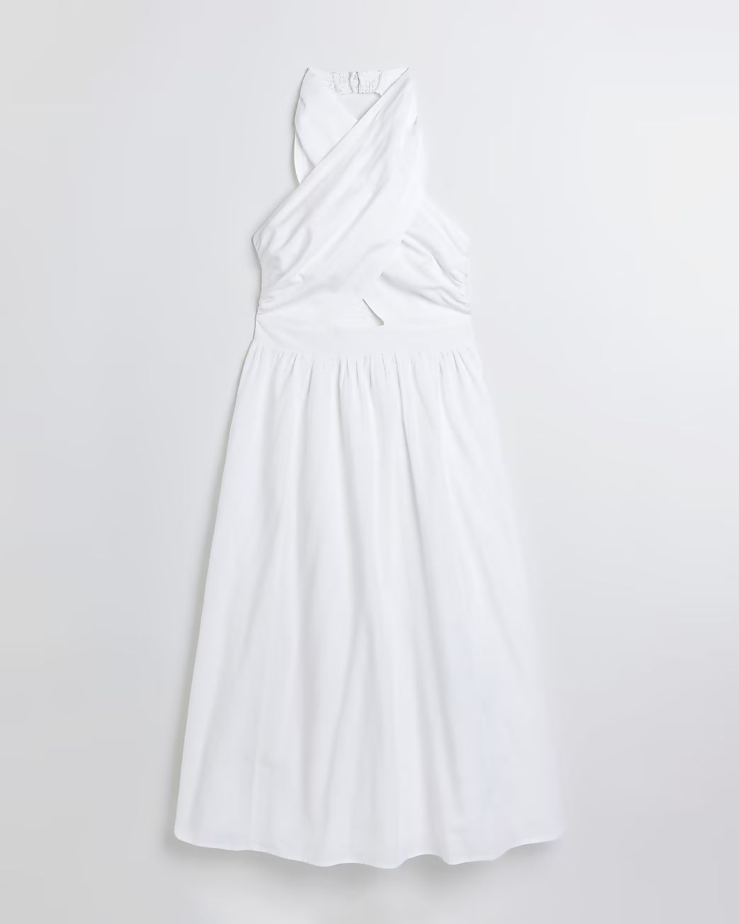 White linen halter neck midi dress | River Island (UK & IE)