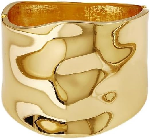 Chunky Gold Cuff Bangle Bracelets for Women - Gold Polished Trendy Twisted Hinged Cuff Open Wide ... | Amazon (US)