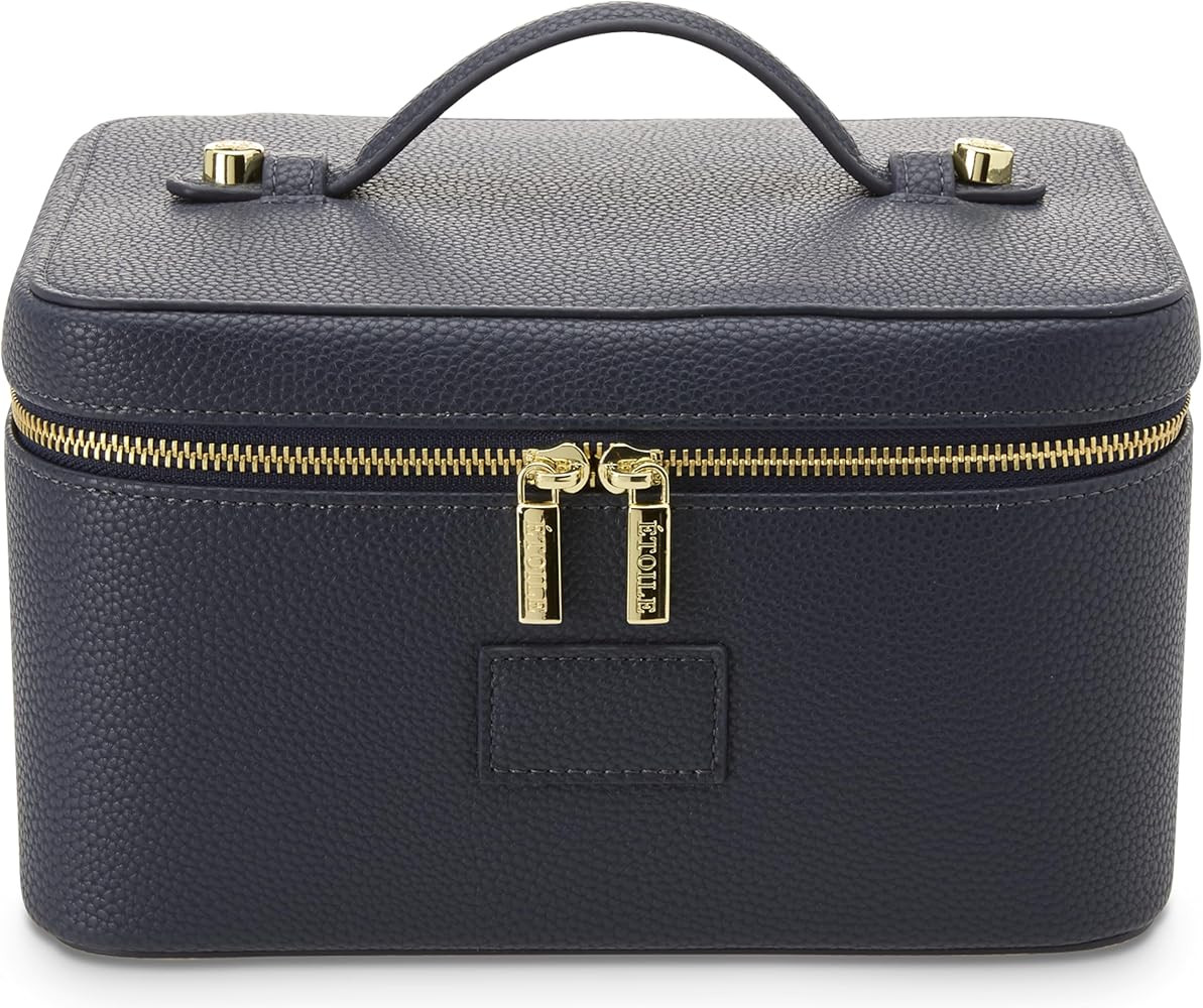 ETOILE - Vanity Case Navy - Stylish Travel Makeup Bag Organizer with Dividers | Amazon (US)