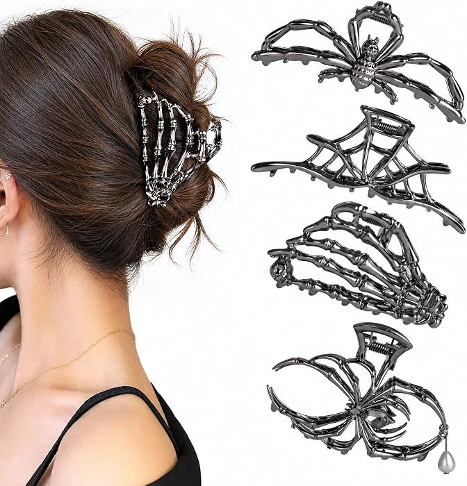 4PCS Spider Hair Claw Clips for Women, Halloween Hair Clips for Thick Thin Hair, Goth Hair Access... | Amazon (US)