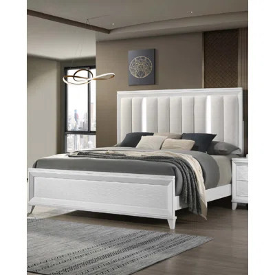 1Pc LED Light Linen Look Fabric Upholstered Headboard Panel Bed, Combining Comfort, Style, And Ambiance For A Luxurious Bedroom Experience | Wayfair North America