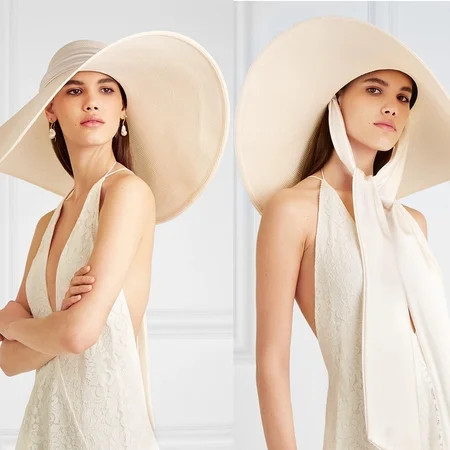 Sunhillsgrace Baseball Caps Elegant Ladies Women Floppy Beach Straw Flat Hat Hat Vintage Boater Wide | Walmart (US)