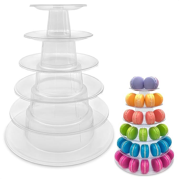 6 Tiered Tray Stand Round Macaroon Tower - Macarons Cookie Tower Display Stand for Food Display C... | Amazon (US)
