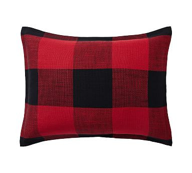 Bryce Buffalo Check Cotton Duvet Cover & Shams - Black/Cherry | Pottery Barn (US)