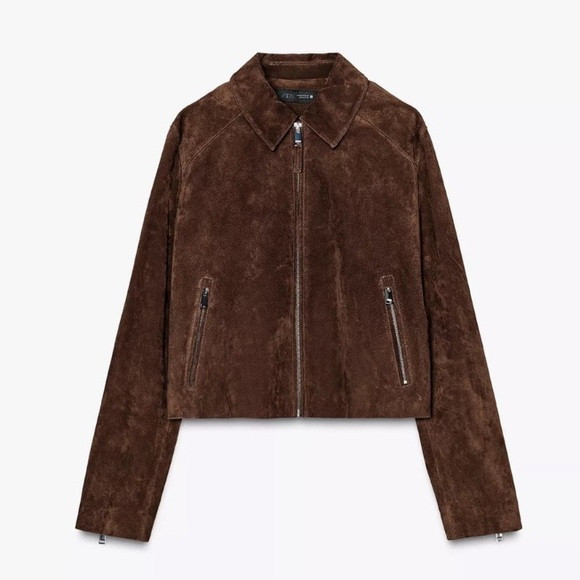 ZARA Brown Real Suede Leather Jacket | Poshmark