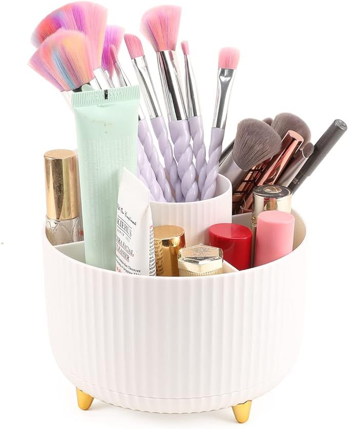 360 Rotating Makeup Organizer Desktop Lazy Susan Cosmetic Desk Storage Container Makeup Brush Hol... | Amazon (US)