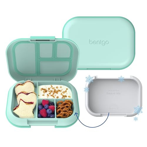 Bentgo Chill Kids Leak-Proof Lunch Box - 4-Compartment Bento Box with Built-In Ice Pack, 3.3 Cup Capacity, PFAS & BPA-Free, Microwave & Dishwasher Safe, Ideal Size for Ages 3 to 7 (Aqua) | Amazon (US)