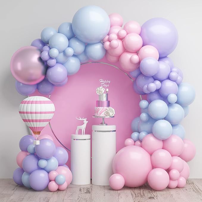 Pink Blue Balloons Garland Kit, 99PCS Pink Blue Balloon Arch with Macaron Purple, Pink and Blue P... | Amazon (US)