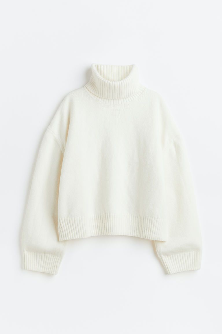 H & M - Oversized Turtleneck Sweater - White | H&M (US + CA)