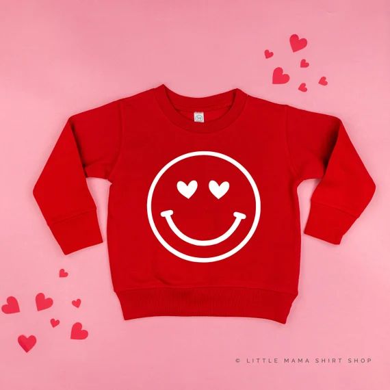 Heart Eyes Smiley Face | Valentine Sweater | Valentine Sweater for Kids | Kid Valentine Shirt | T... | Etsy (US)