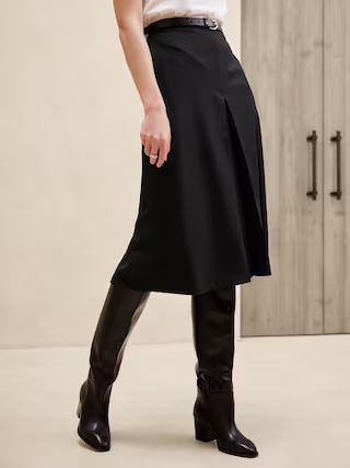 Pleat-Slit A-Line Midi Skirt | Banana Republic Factory