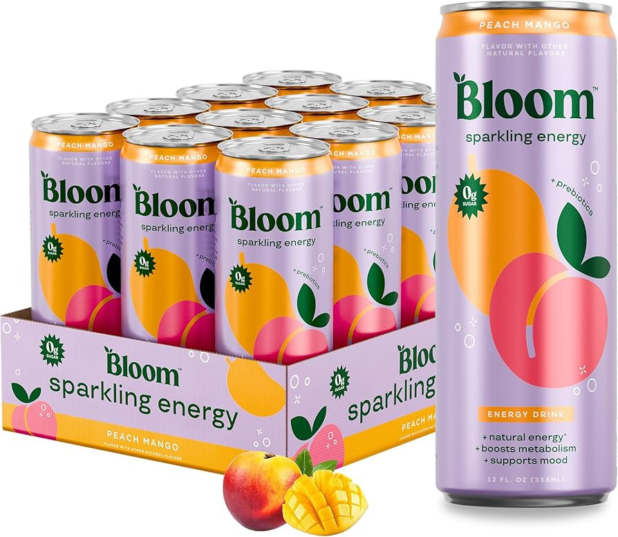 Bloom Sparkling Energy Drink - Natural Caffeine, Zero Sugar, 180mg Caffeine - Antioxidant-Rich w/... | Amazon (US)