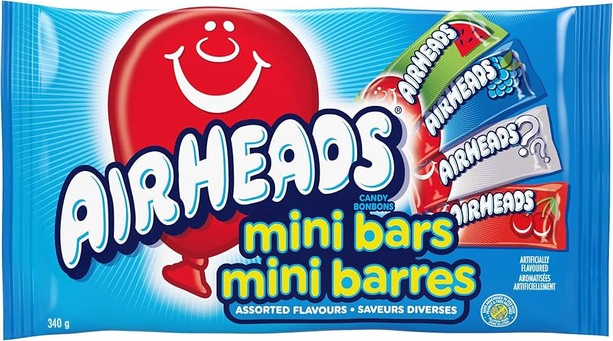 Airheads Candy Mini Bars - Assorted Flavours - 340g Laydown Bag | Amazon (CA)