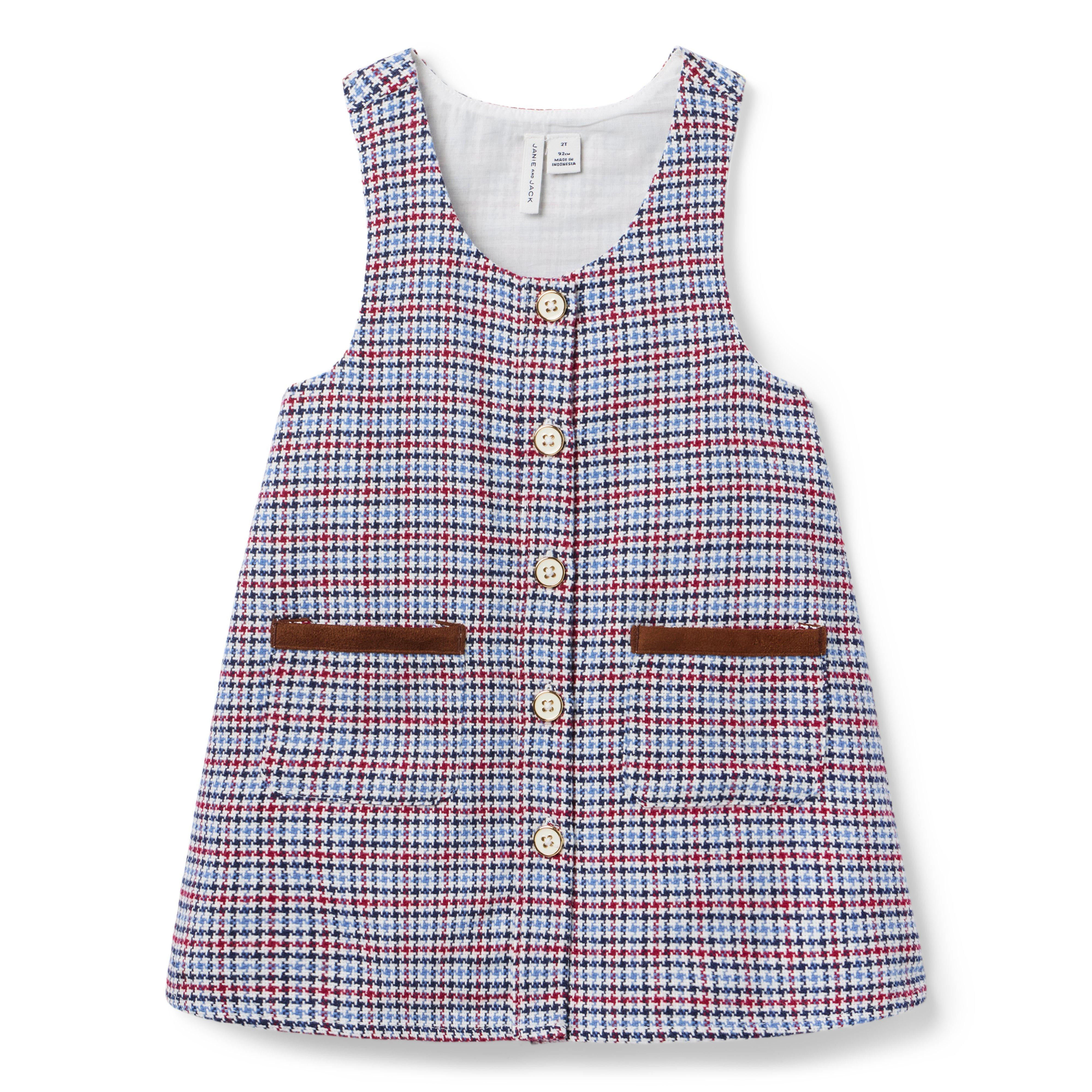 Janie and Jack | Houndstooth Twill Jumper - Purple / 7 | Janie and Jack