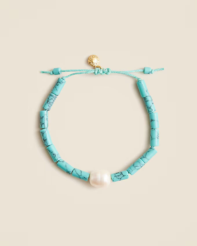Turquoise bead freshwater pearl bracelet | J. Crew US
