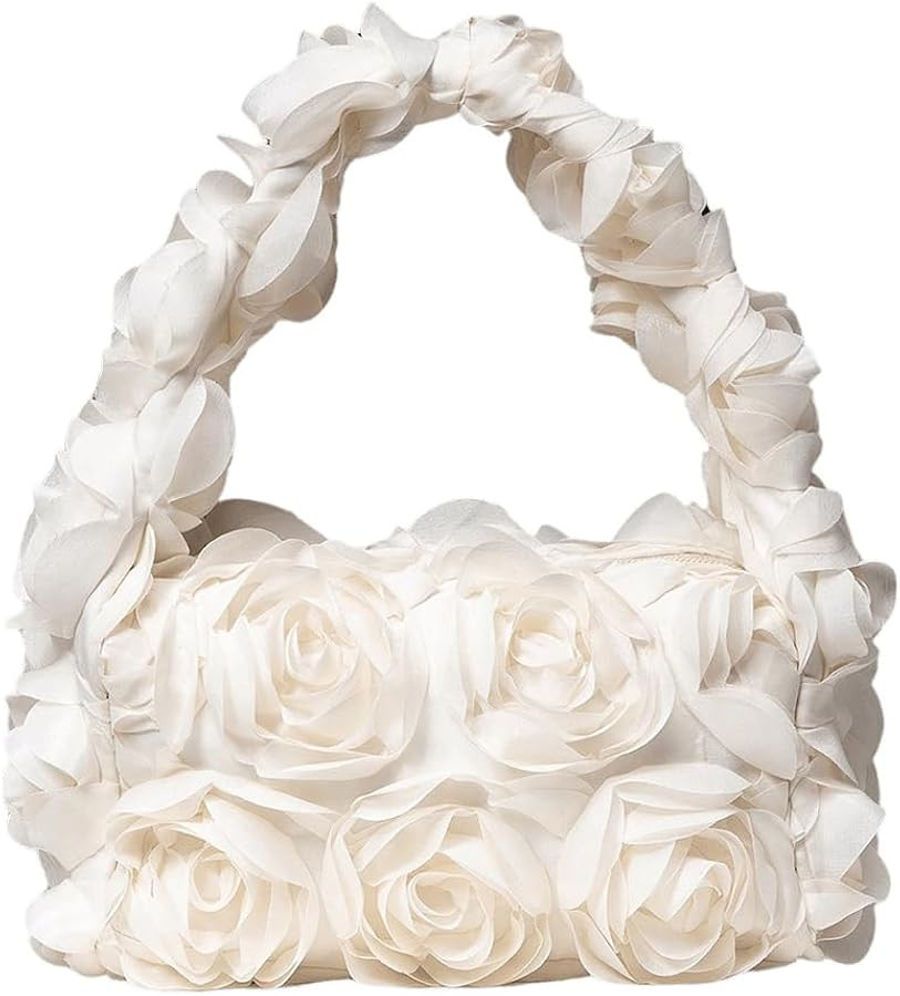 Verdusa Women's 3D Flower Clutch Handbags Rose Evening Purse Top Handle Bags | Amazon (US)
