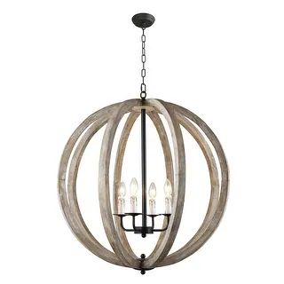 AA Warehousing Capoli Neutral Finish Wood 4-loght Orb Chandelier | Bed Bath & Beyond