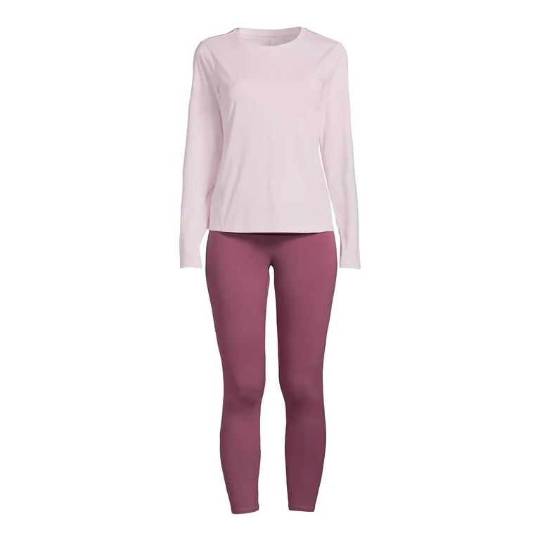 Athletic Works Women's Long Sleeve Tee and Leggings Set, 2-Piece | Walmart (US)