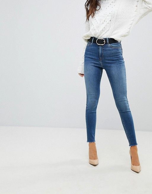 ASOS RIDLEY High Waist Skinny Jeans In Neo Bright Blue Wash | ASOS UK
