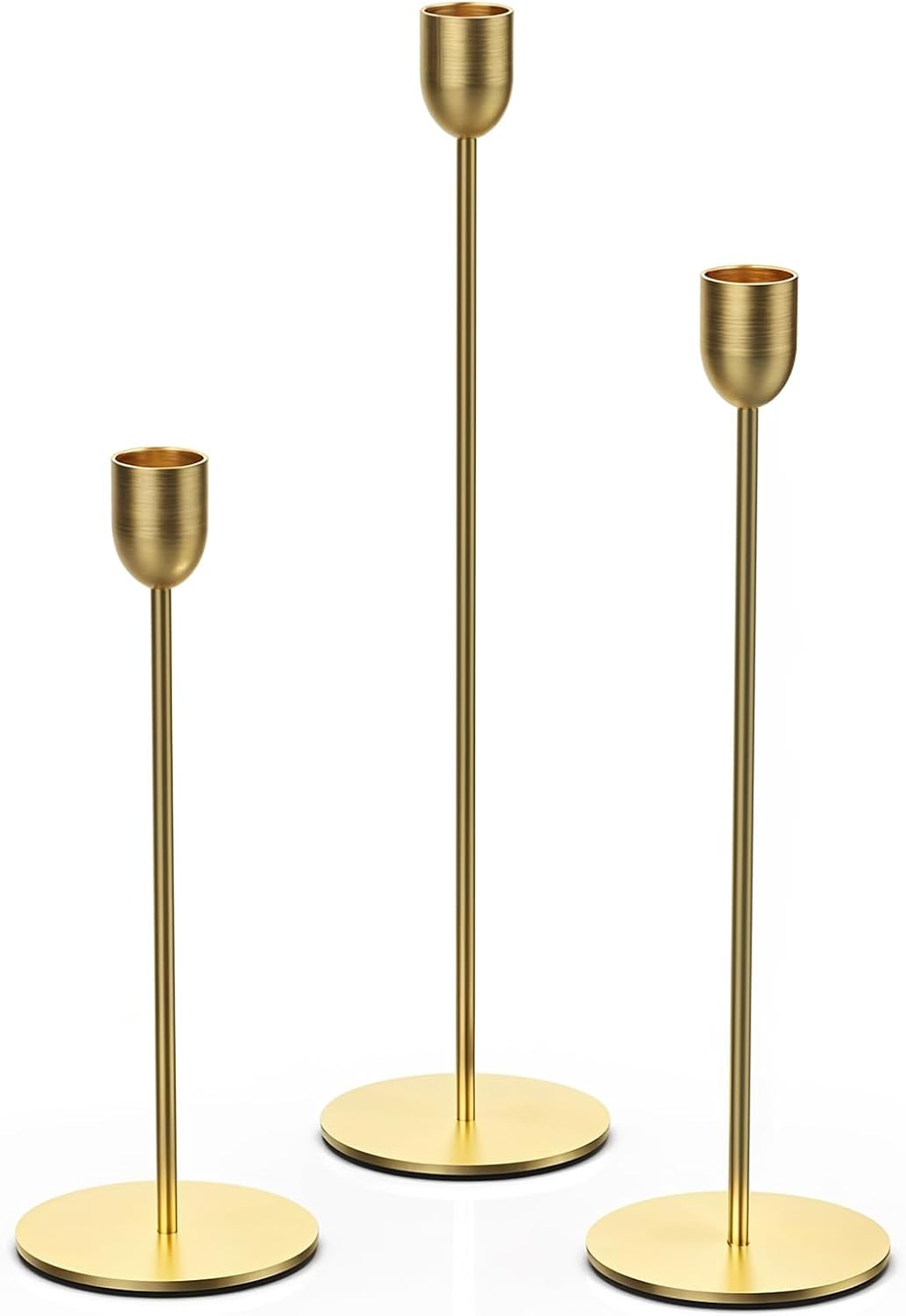 ChefBee Gold Candle Candlestick Holder - 3PCS Taper Candle Holders for Table Centerpiece Wedding ... | Amazon (US)