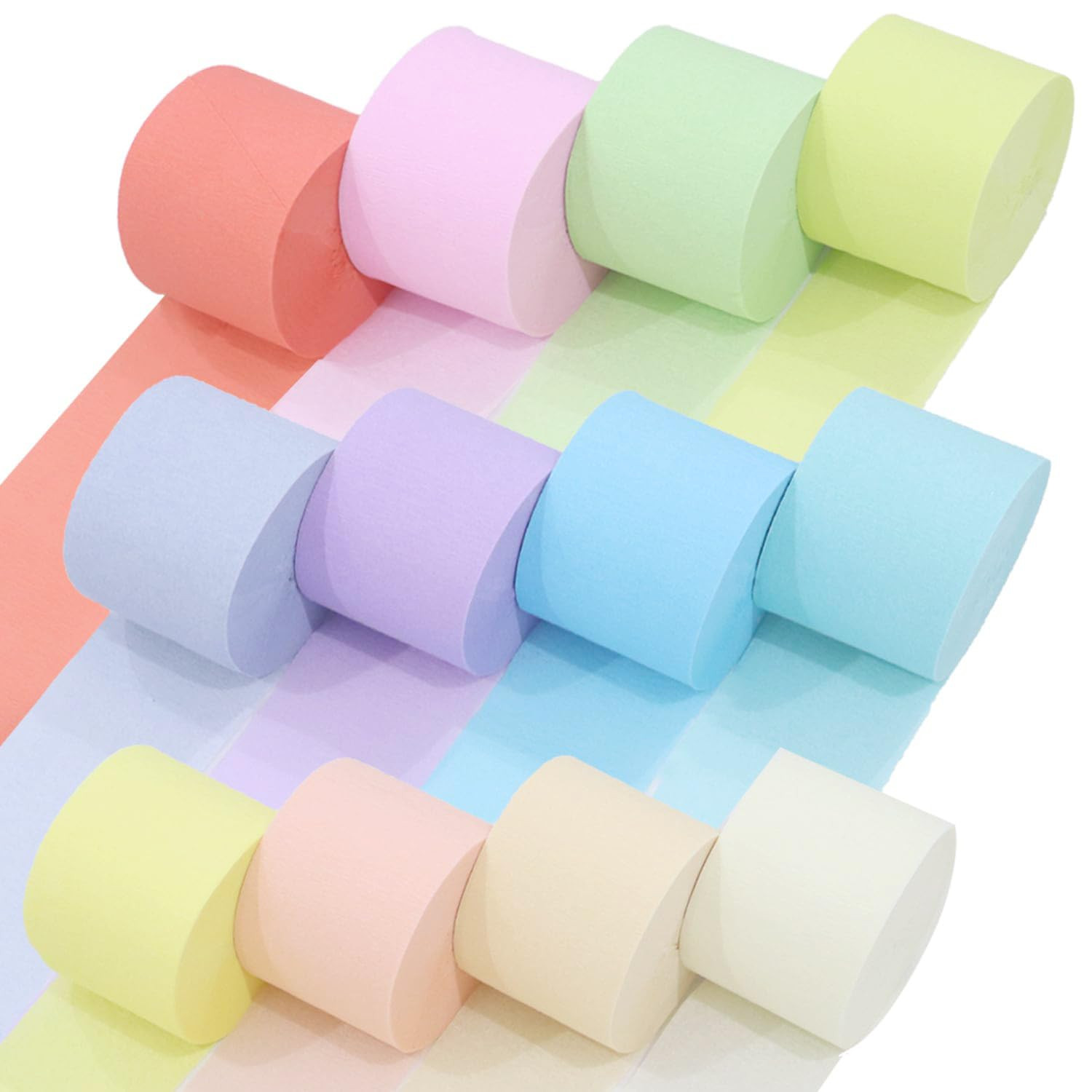 12 Crepe Paper Streamers Rolls, 656ft Pack of Unique 12 Pastel Streamers for Party Decorations, P... | Amazon (US)