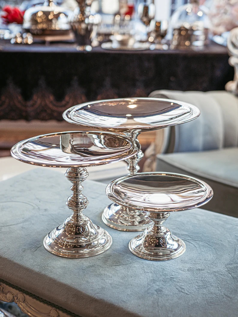 Handmade Silver Plated Cake Stand, 3 Different Sizes, Silver Plating on Brass, Silver Plate, Silv... | Etsy (US)