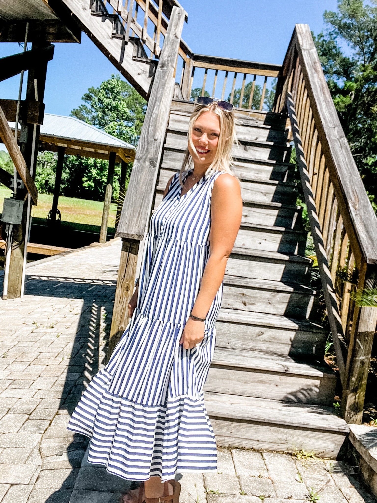Striped summer dress, bump friendly 

#LTKstyletip #LTKunder50 #LTKbump