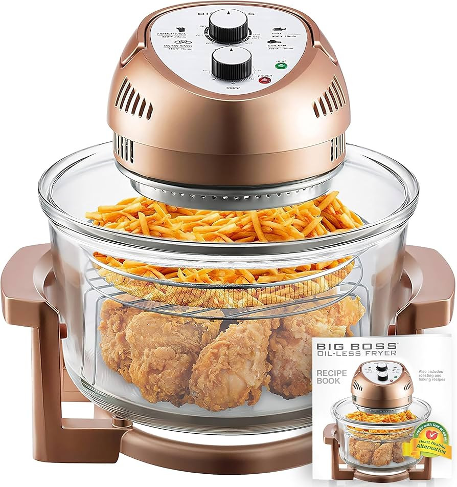 Big Boss 16Qt Large Air Fryer Oven – Large Halogen Oven Cooker with 50+ Air Fryers Recipe Book ... | Amazon (US)