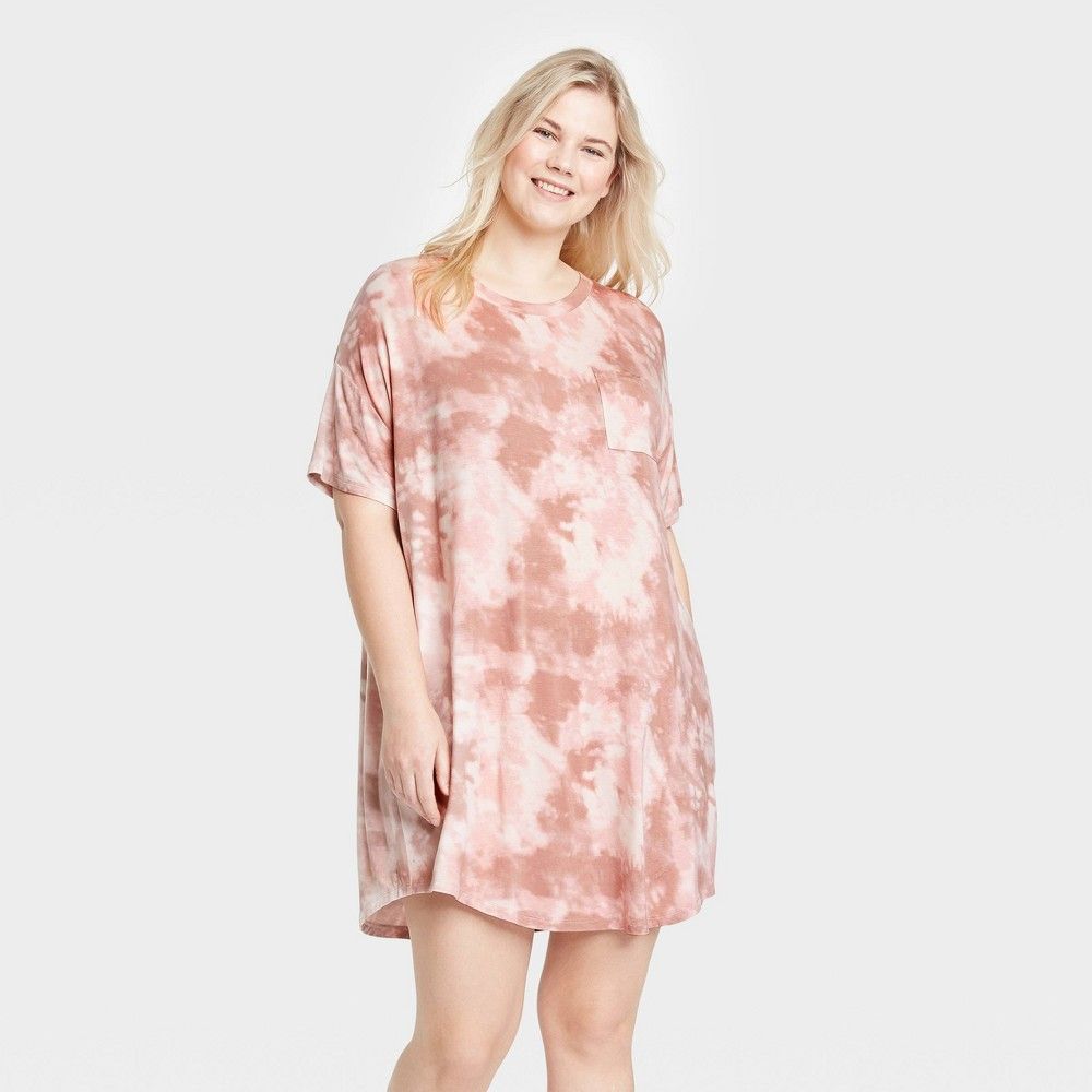 Women's Plus Size Tie-Dye Short Sleeve Beautifully Soft Nightgown - Stars Above™ | Target