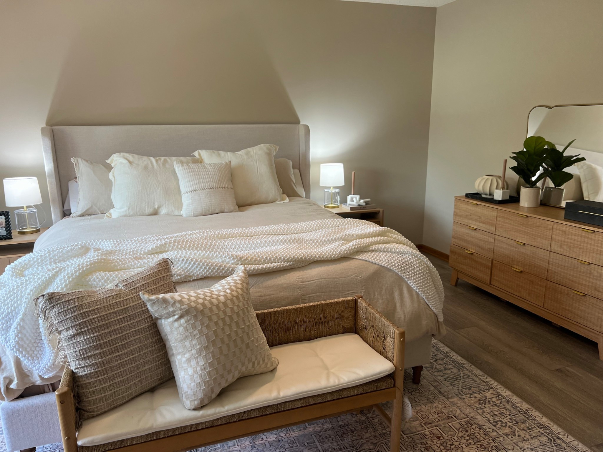 Eden wood bench with cushion 

We love this bench for your entryway, or for the end of the bed.

We styled it here at the end of our client’s bed with some throw pillows.

Currently on sale for Target Circle week. 

#LTKSaleAlert #LTKFamily #LTKU