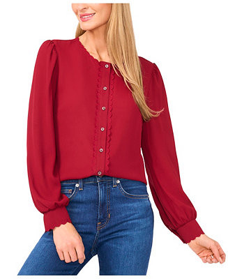 CeCe Women's Long Sleeve Button Down Blouse - Macy's | Macy's