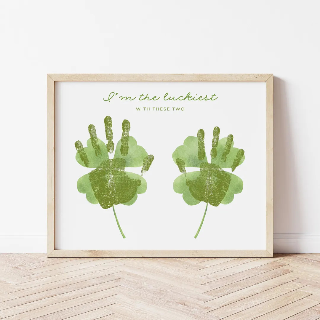 I'm The Luckiest With These Two, St. Patrick's Day 4 Leaf Clover Handprint Craft for 2 Kids, Prin... | Etsy (US)