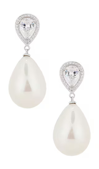 Kamila Halo Pearl Earring in Silver & Pearl | Revolve Clothing (Global)