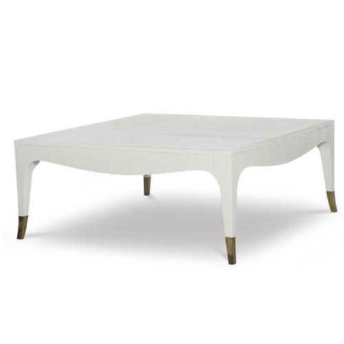 Highland House Clayton French Country White Raffia Square Coffee Table | Kathy Kuo Home