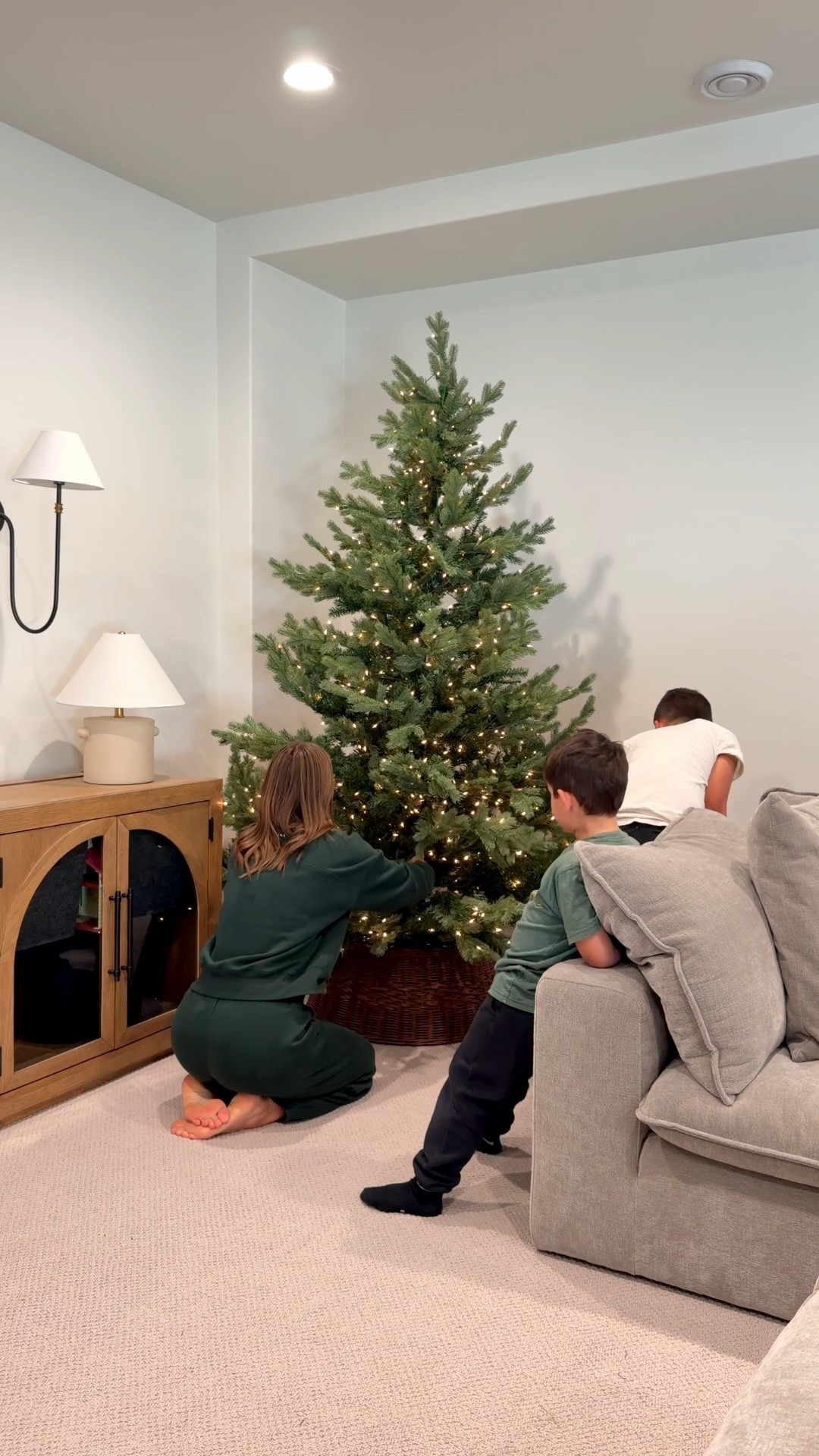 The boys helped me set up our Amazon Christmas tree in our basement! This is the 7’6” and we have 9’ ceilings for reference. Such a pretty tree! 

#LTKHoliday #LTKHome